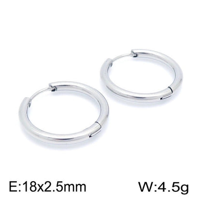 1 Pair Streetwear Solid Color Titanium Steel 18K Gold Plated Hoop Earrings