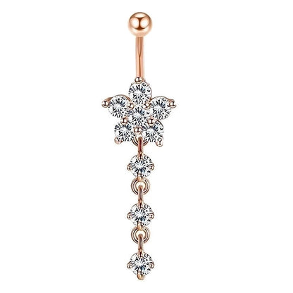 Minimalist Heart Shape Bow Knot Stainless Steel Plating Zircon Belly Ring 1 Piece