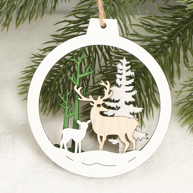 Spot New Creative Christmas Decorative Wooden Crafts Hollow Christmas Tree Decorative Wooden Products Small Pendant