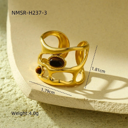 Lady Geometric 304 Stainless Steel Plating Open Rings