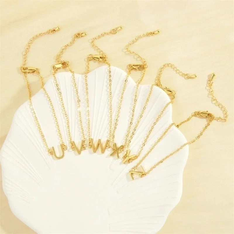 Minimalist Letter Copper Plating 18k Gold Plated Bracelets