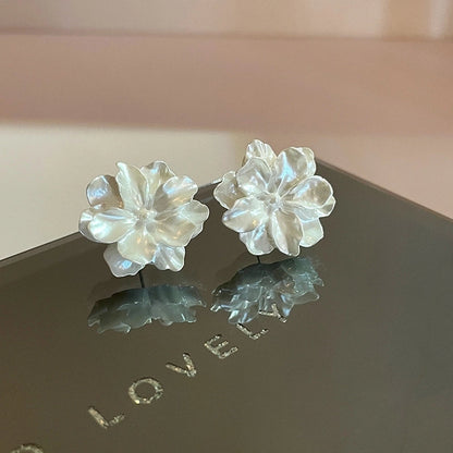 1 Pair Minimalist Flower Copper Enamel Rhinestones Drop Earrings Ear Studs