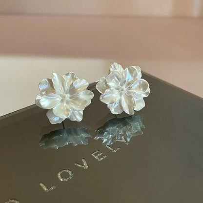 1 Pair Minimalist Flower Copper Enamel Rhinestones Drop Earrings Ear Studs