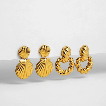 1 Pair Hawaiian Tropical Shell Copper Drop Earrings