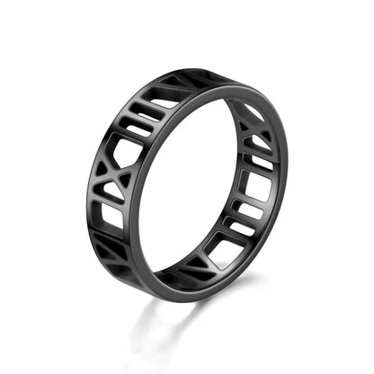 New Simple Stainless Steel Roman Cut Ring