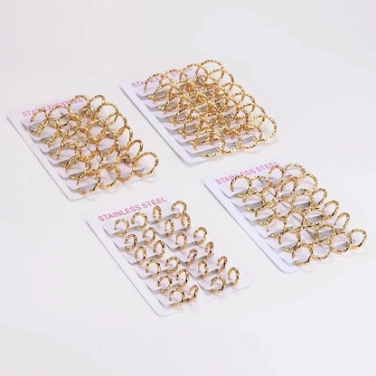 1 Pack Of 12 Pairs Casual Basic Classic Style Twist 304 Stainless Steel Earrings