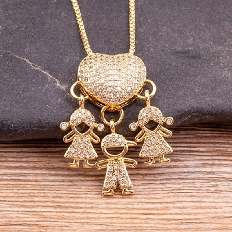2 Pieces Exaggerated Novelty Modern Style Human Copper Plating Inlay 18K Gold Plated Zircon Pendant Necklace