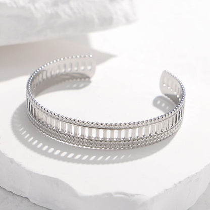 2 Pieces Expressive Stripe Stainless Steel Electroplating Bangles