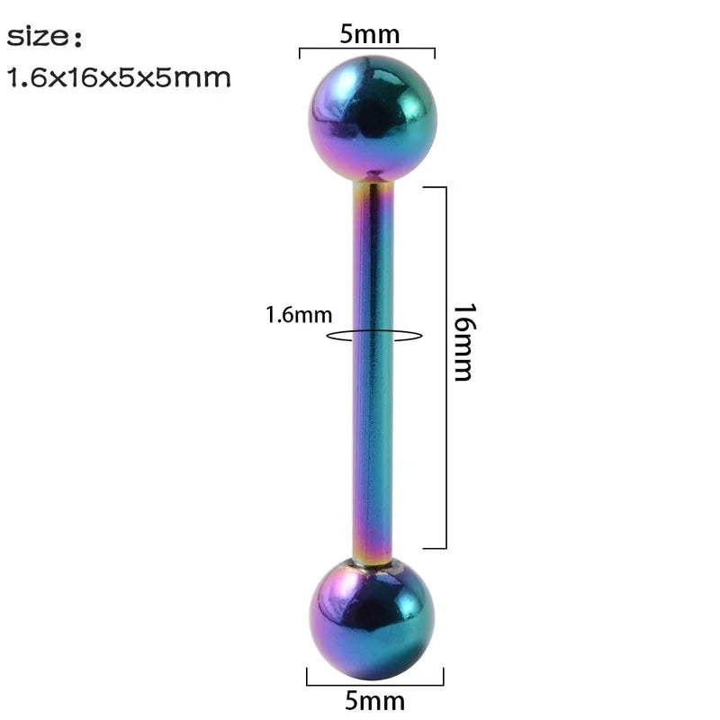 1 Piece Tongue Rings Minimalist Streetwear Solid Color 304 Stainless Steel Zircon Plating Inlay Zircon 18K Gold Plated