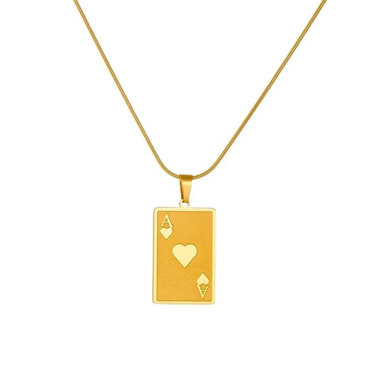 Minimalist Heart Shape Rectangle Titanium Steel 18K Gold Plated Pendant Necklace