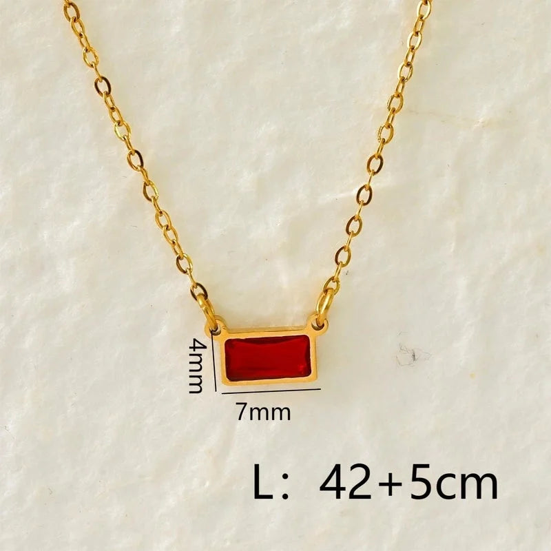 IG Style Modern Style Classic Style Rectangle 304 Stainless Steel Zircon 18K Gold Plated Inlay Pendant Necklace