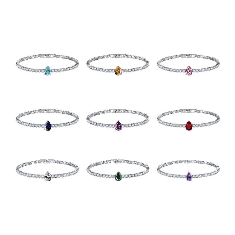 Retro Water Droplets Copper Inlay Zircon Bracelets 1 Piece