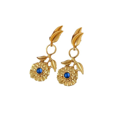 2 Pieces Mid-century Modern Round Geometric Copper Electroplating Earrings