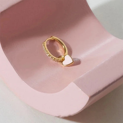 1 Pair Fashion Heart Shape Plating Sterling Silver Zircon Earrings