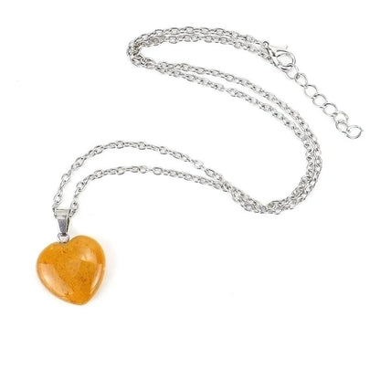 Minimalist Heart Shape Natural Stone Ferroalloy Knitting Pendant Necklace