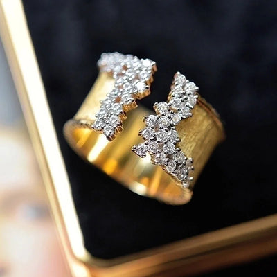 Fashion Irregular Copper Inlay Zircon Open Ring 1 Piece