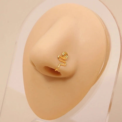1 Piece Nose Rings & Studs Minimalist Geometric Copper Inlay Zircon 18K Gold Plated Nose Rings & Studs