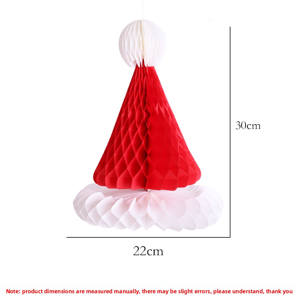 2 Pieces Christmas Honeycomb Paper Christmas Tree Christmas Hat Party Decoration Supplies Christmas Hanging Ornaments