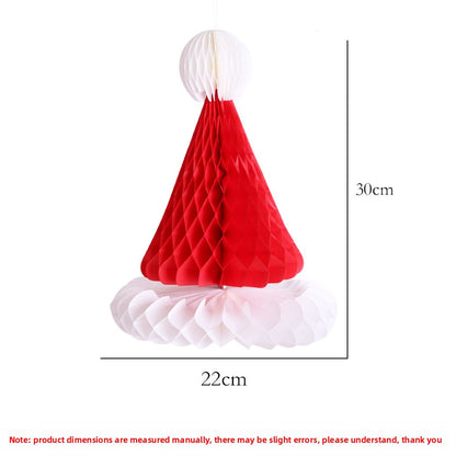 2 Pieces Christmas Honeycomb Paper Christmas Tree Christmas Hat Party Decoration Supplies Christmas Hanging Ornaments