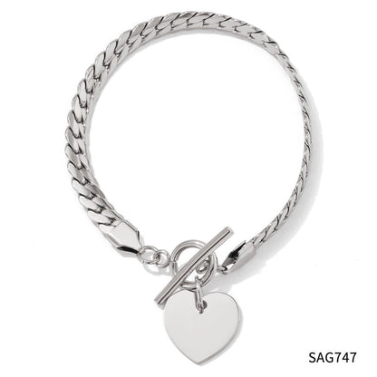 Fashion Heart Shape Stainless Steel Plating Bracelets Necklace