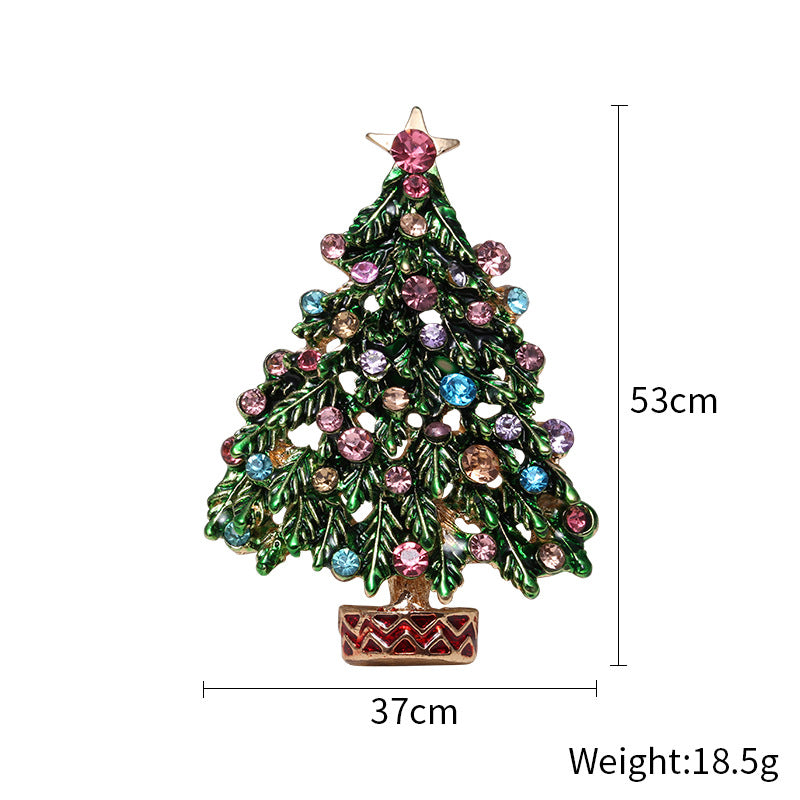 Fashion Pin Christmas Tree Alloy Inlay Rhinestones Women'S Brooches