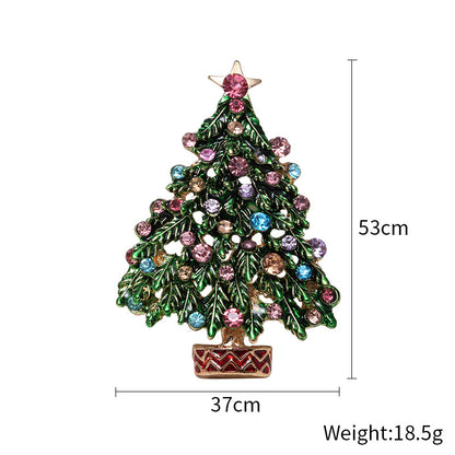 Fashion Pin Christmas Tree Alloy Inlay Rhinestones Women'S Brooches
