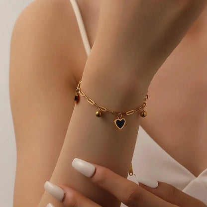 IG Style Sweet Star Heart Shape Butterfly Titanium Steel Acrylic 18K Gold Plated Inlay Bracelets Anklet