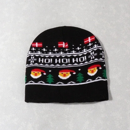 Unisex Cute Vintage Style Christmas Hat Christmas Tree Santa Claus Eaveless Wool Cap