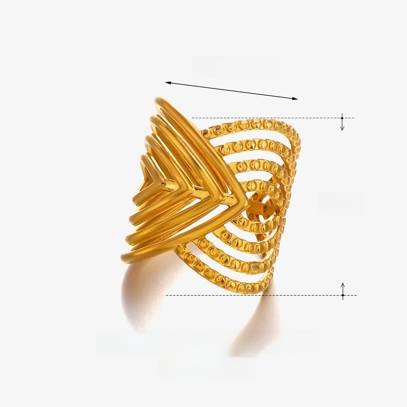 Artistic Lines 304 Stainless Steel 18K Gold Plated Criss Cross Plating Open Rings