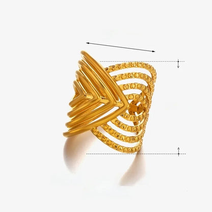 Artistic Lines 304 Stainless Steel 18K Gold Plated Criss Cross Plating Open Rings