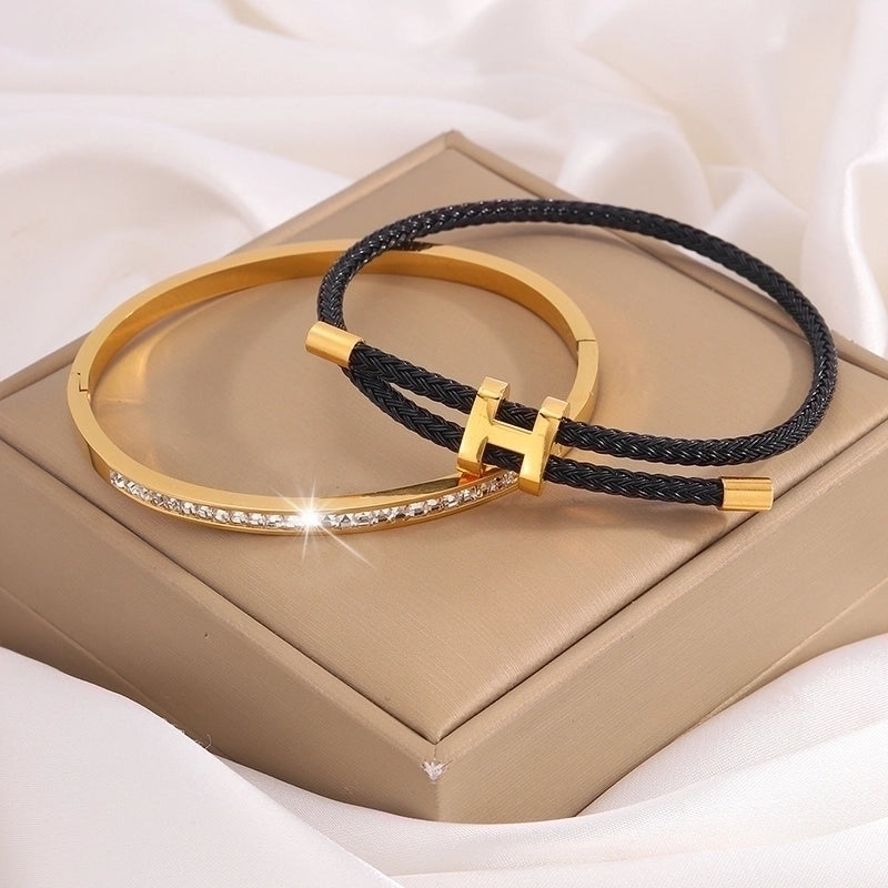 Casual Minimalist Classic Style Solid Color 304 Stainless Steel Bangle In Bulk