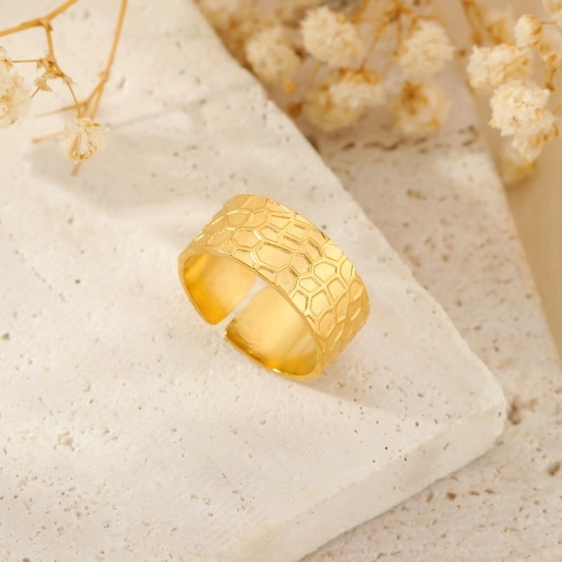 304 Stainless Steel 18K Gold Plated Modern Style Minimalist Geometric Solid Color Open Rings