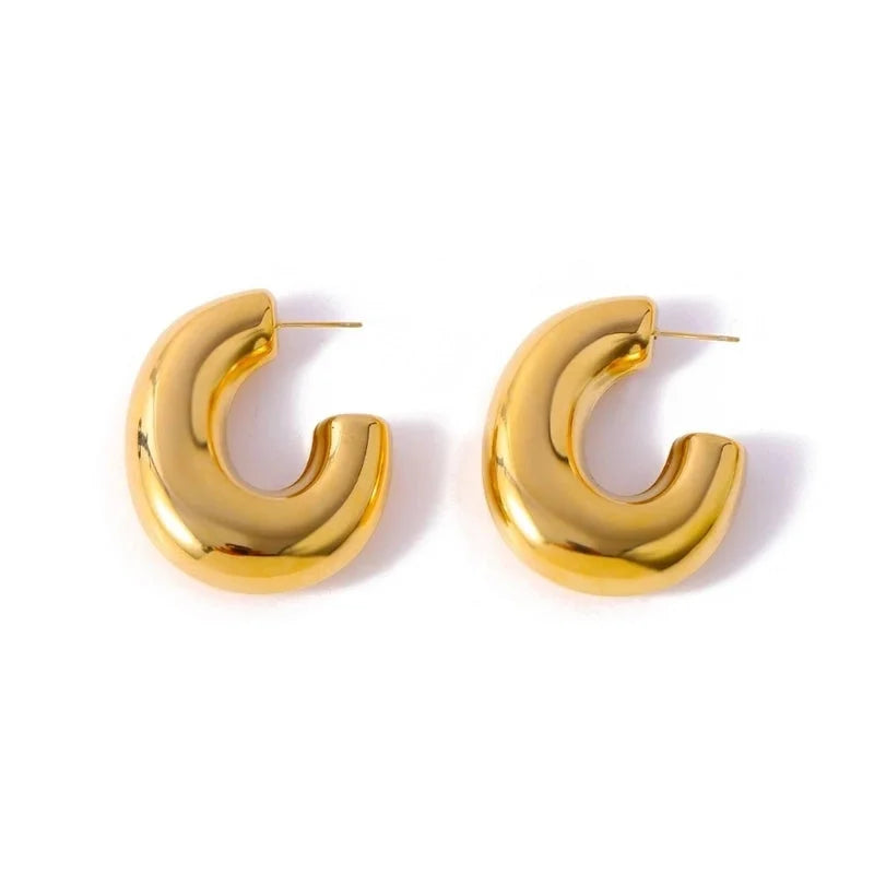 1 Pair Minimalist Geometric 304 Stainless Steel 18K Gold Plated Earrings