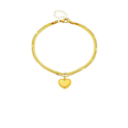 Minimalist Classic Style Geometric Heart Shape Titanium Steel Plating Bracelets Anklet Necklace