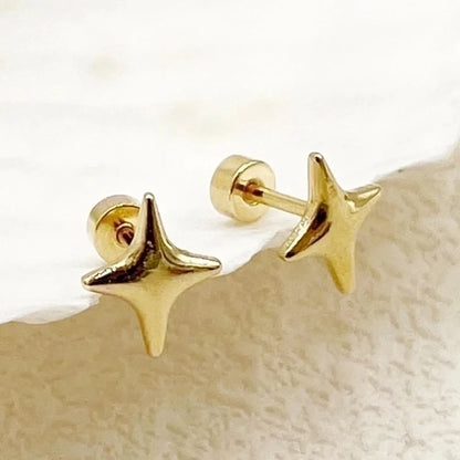 1 Pair Basic Minimalist Star Moon Heart Shape Plating 304 Stainless Steel 14K Gold Plated Ear Studs