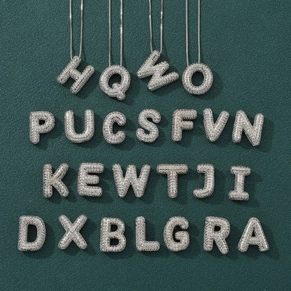 Copper Inlay Letter Zircon Pendant Necklace