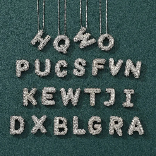 Copper Inlay Letter Zircon Pendant Necklace