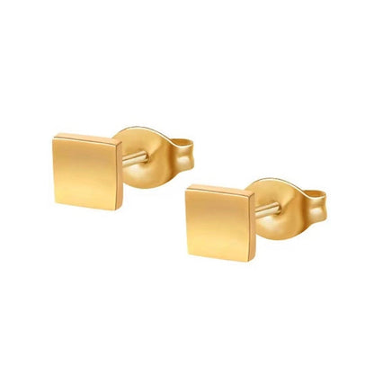 1 Pair Minimalist Pentagram Square Moon Inlay 304 Stainless Steel Pearl 18K Gold Plated Stainless Steel Earrings