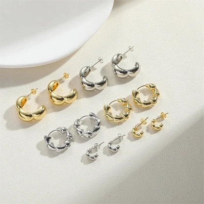 1 Pair Minimalist Bamboo Joint Copper Copper 14K Gold Plated Hoop Earrings