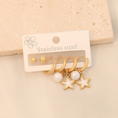Fashion Heart Star Stainless Steel Electroplating Earrings