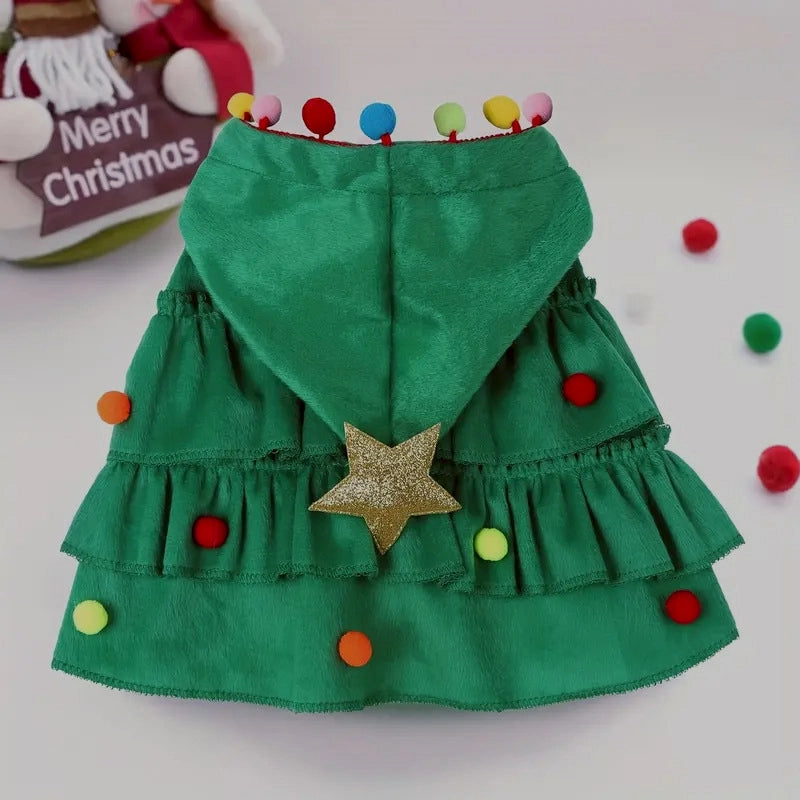 New Christmas Pet Clothes Small And Medium-sized Keji Fadou Christmas Tree Dog Cape Shawl Spot