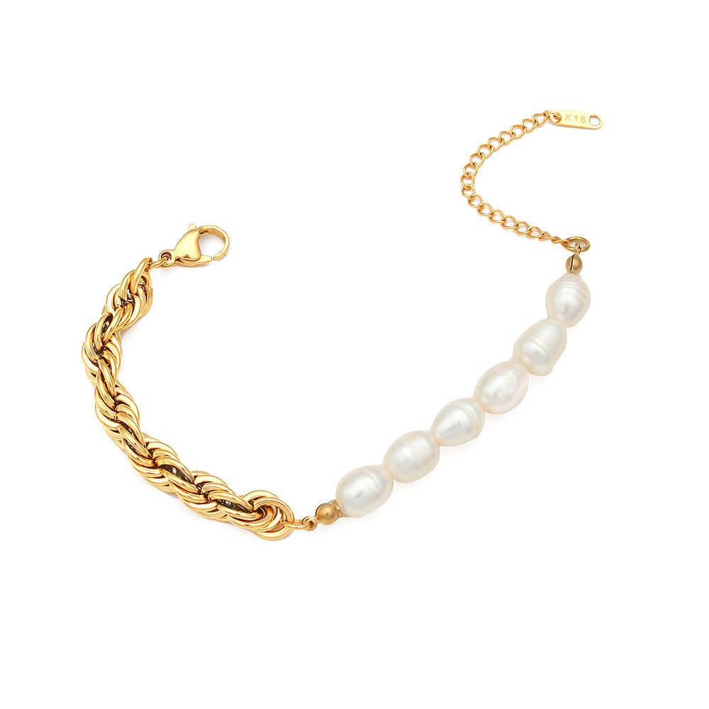 Pearl Geometric Stainless Steel 18K Gold Plated Necklaces