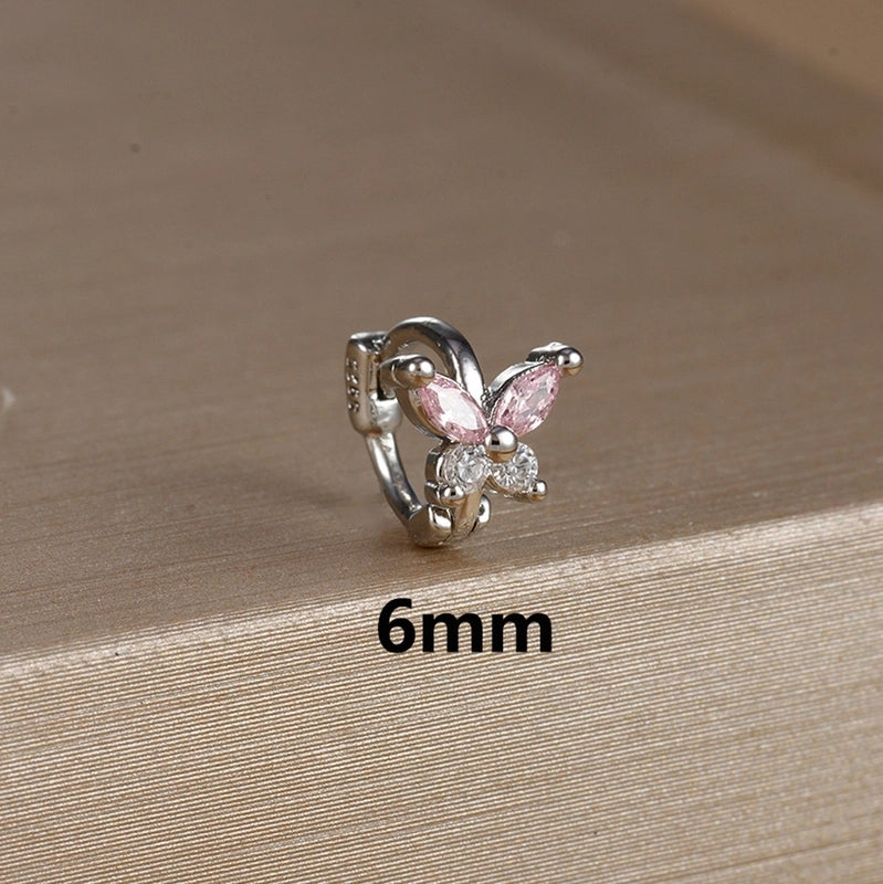 1 Piece Minimalist Color Block Butterfly Plating Copper Huggie Earrings