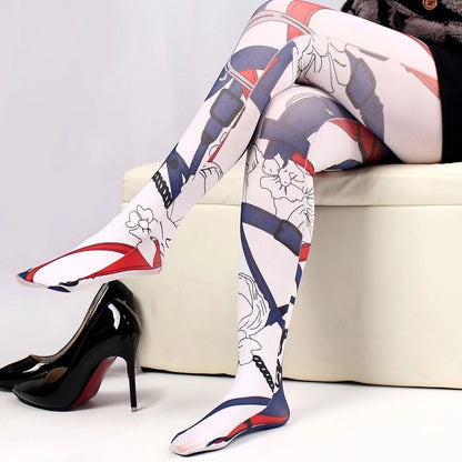 Thin Printed Pantyhose Spring And Autumn Versatile Butterfly Wild Abstract Retro Stockings Women's Socks Anti-snagging
