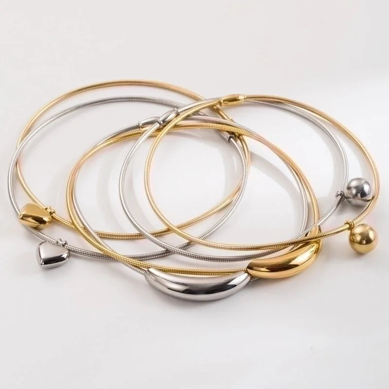 Modern Style Minimalist Heart Shape 304 Stainless Steel Choker