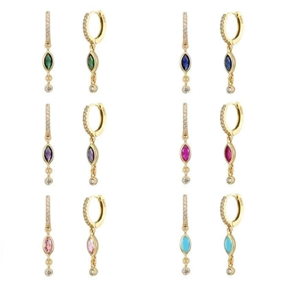 1 Pair Ig Style Horse Eye Inlay Copper Zircon Drop Earrings