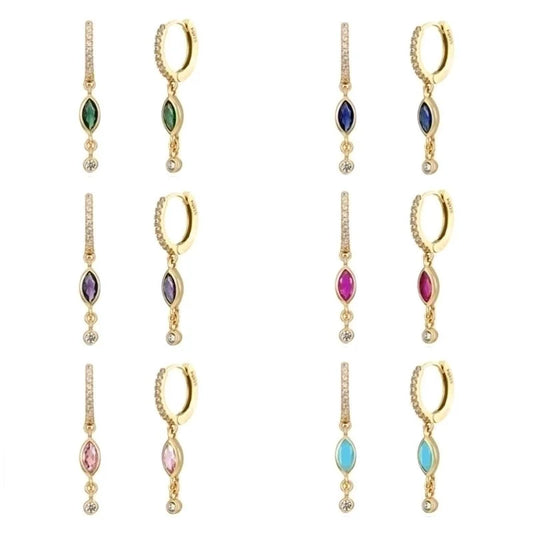 1 Pair Ig Style Horse Eye Inlay Copper Zircon Drop Earrings