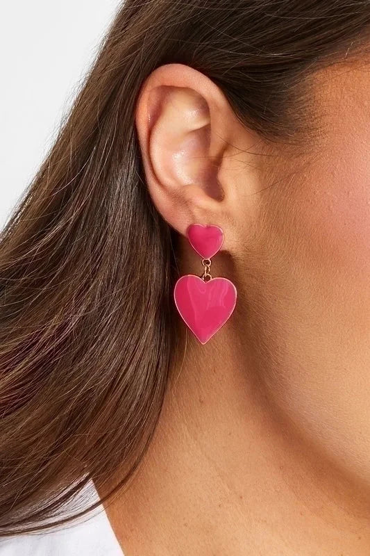 1 Pair Classic Style Heart Shape Polishing Epoxy Plating 304 Stainless Steel Drop Earrings