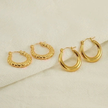 1 Piece Minimalist Classic Style Solid Color Polishing Plating Stainless Steel Titanium Steel Titanium Steel 18K Gold Plated Earrings