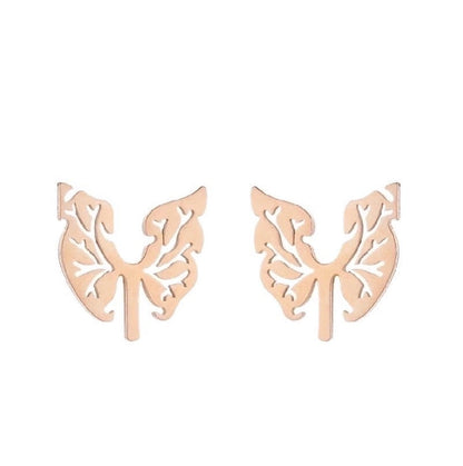 1 Pair Halloween Minimalist Spider Web Butterfly Notes Plating Hollow Out 304 Stainless Steel 18K Gold Plated Ear Studs